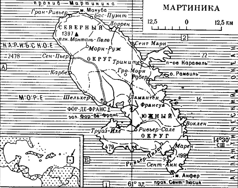 карта Мартиники