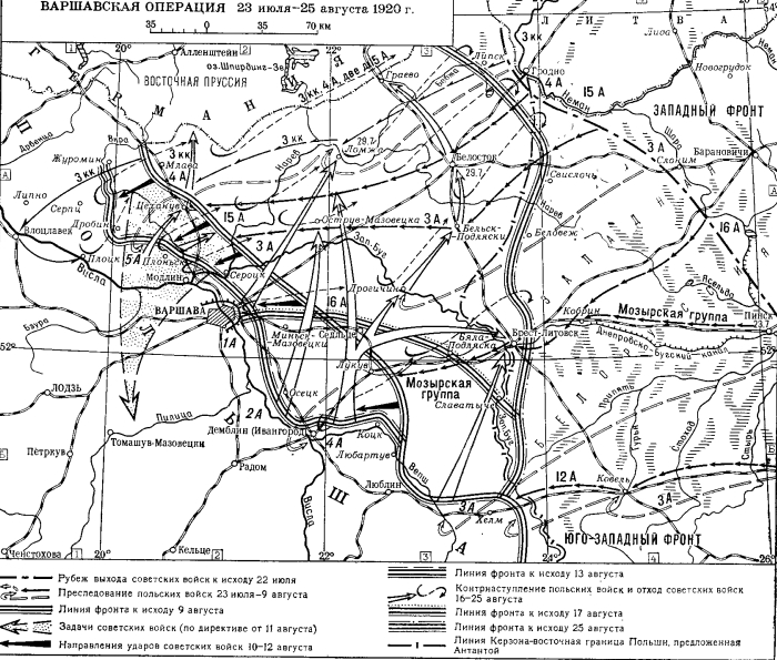 карта Варшавской операции 1920