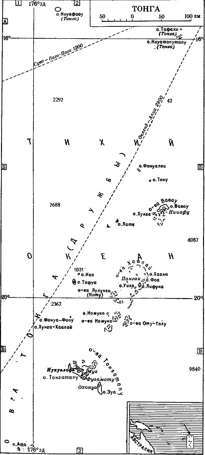 карта островов Тонга